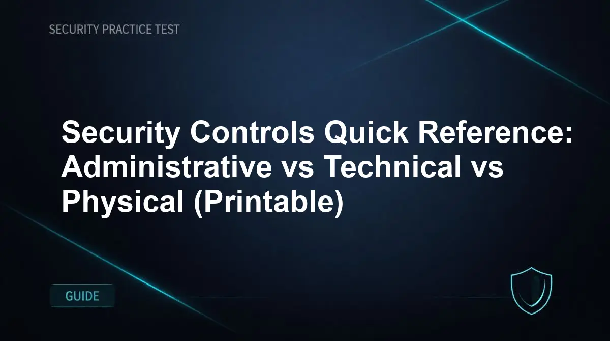 Security Controls Quick Reference: Administrative vs Technical vs Physical (Printable)