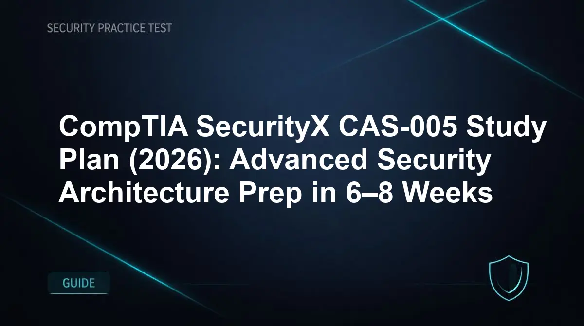 CompTIA SecurityX CAS-005 Study Plan (2026): Advanced Security Architecture Prep in 6–8 Weeks