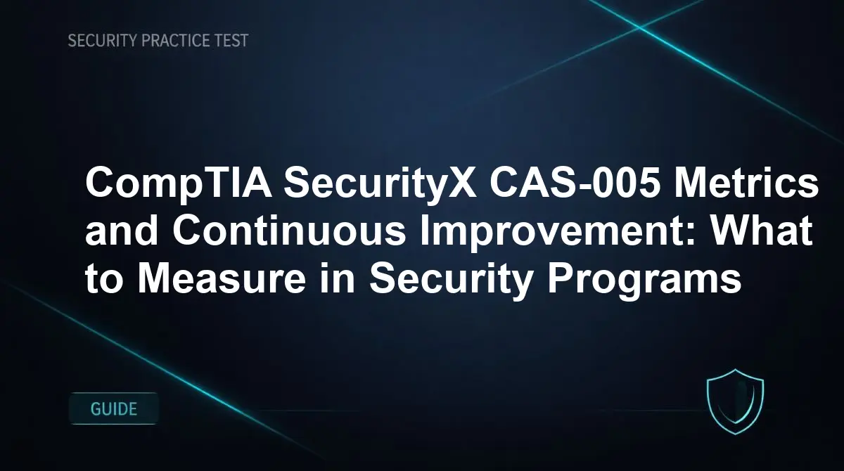 CompTIA SecurityX CAS-005 Metrics and Continuous Improvement: What to Measure in Security Programs