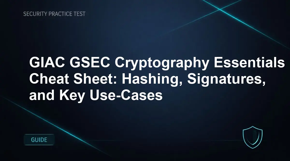 GIAC GSEC Cryptography Essentials Cheat Sheet: Hashing, Signatures, and Key Use-Cases