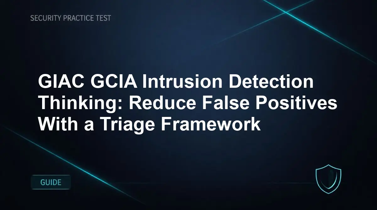 GIAC GCIA Intrusion Detection Thinking: Reduce False Positives With a Triage Framework