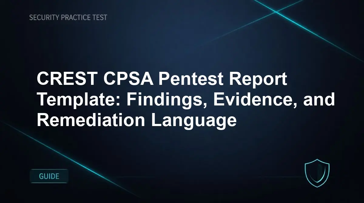 CREST CPSA Pentest Report Template: Findings, Evidence, and Remediation Language