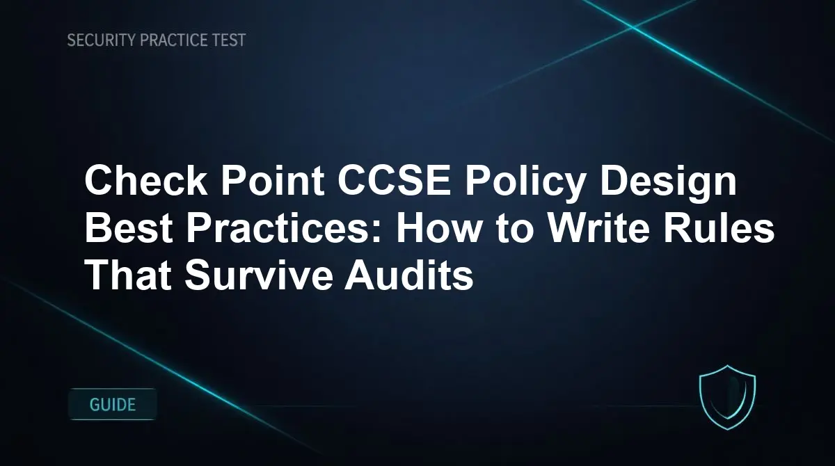Check Point CCSE Policy Design Best Practices: How to Write Rules That Survive Audits