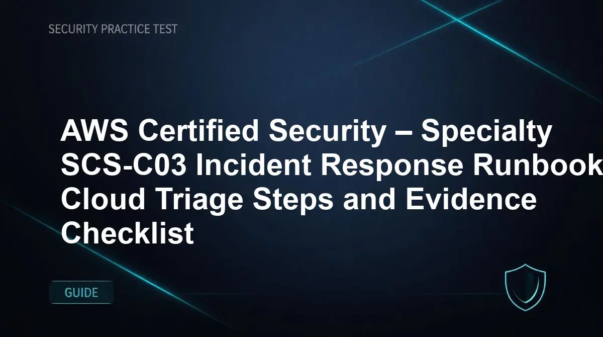 AWS Certified Security – Specialty SCS-C03 Incident Response Runbook: Cloud Triage Steps and Evidence Checklist