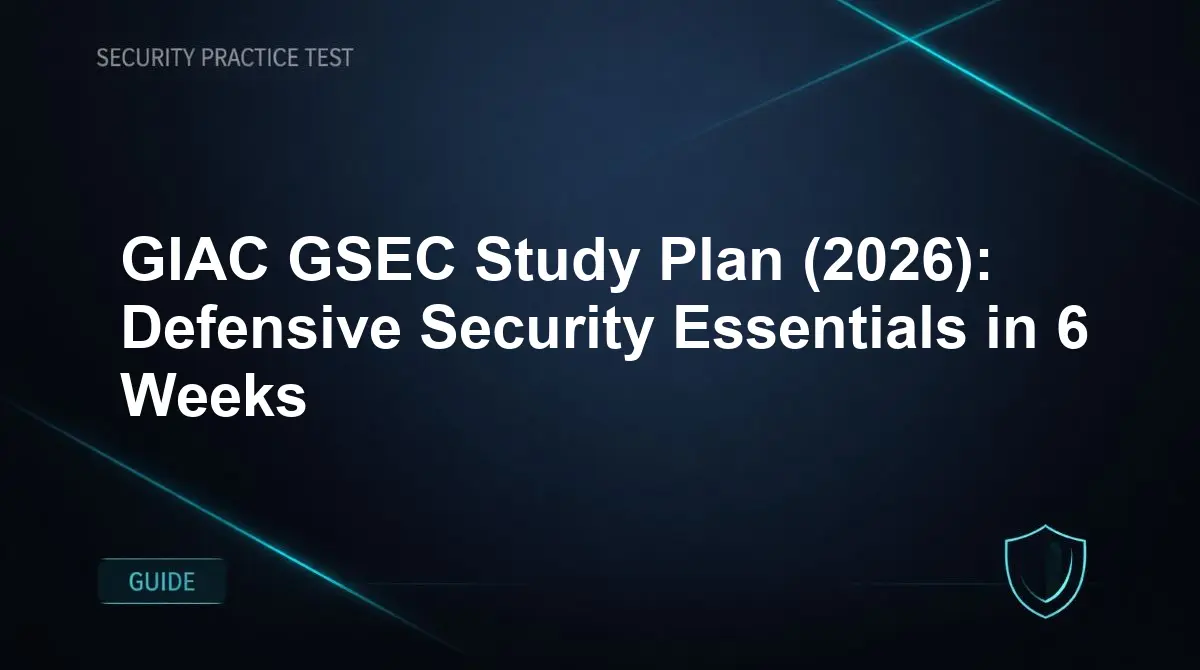 GIAC GSEC Study Plan (2026): Defensive Security Essentials in 6 Weeks
