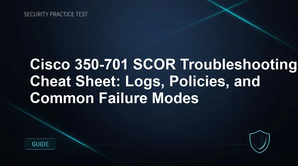 Cisco 350-701 SCOR Troubleshooting Cheat Sheet: Logs, Policies, and Common Failure Modes