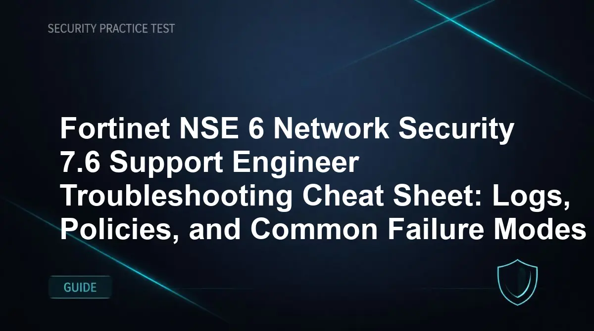 Fortinet NSE 6 Network Security 7.6 Support Engineer Troubleshooting Cheat Sheet: Logs, Policies, and Common Failure Modes