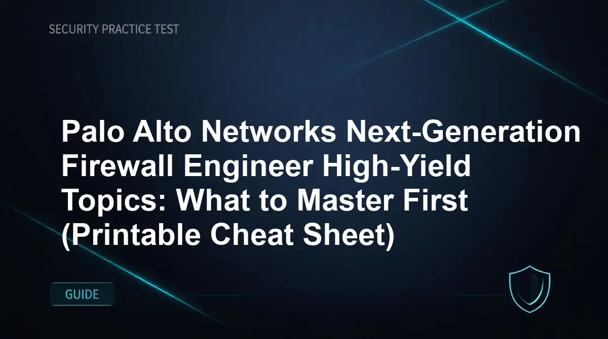 Palo Alto Networks Next-Generation Firewall Engineer High-Yield Topics: What to Master First (Printable Cheat Sheet)