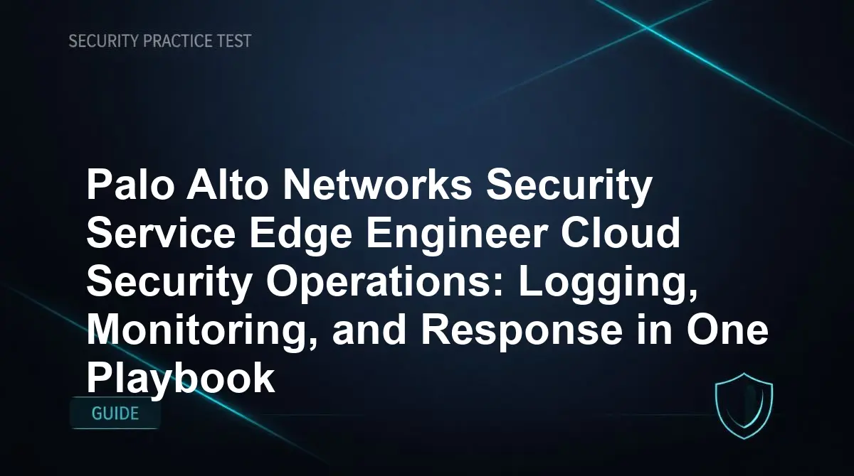 Palo Alto Networks Security Service Edge Engineer Cloud Security Operations: Logging, Monitoring, and Response in One Playbook