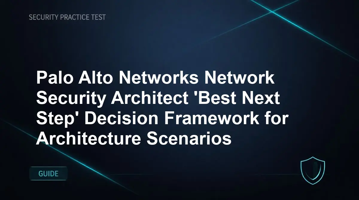 Palo Alto Networks Network Security Architect 'Best Next Step' Decision Framework for Architecture Scenarios