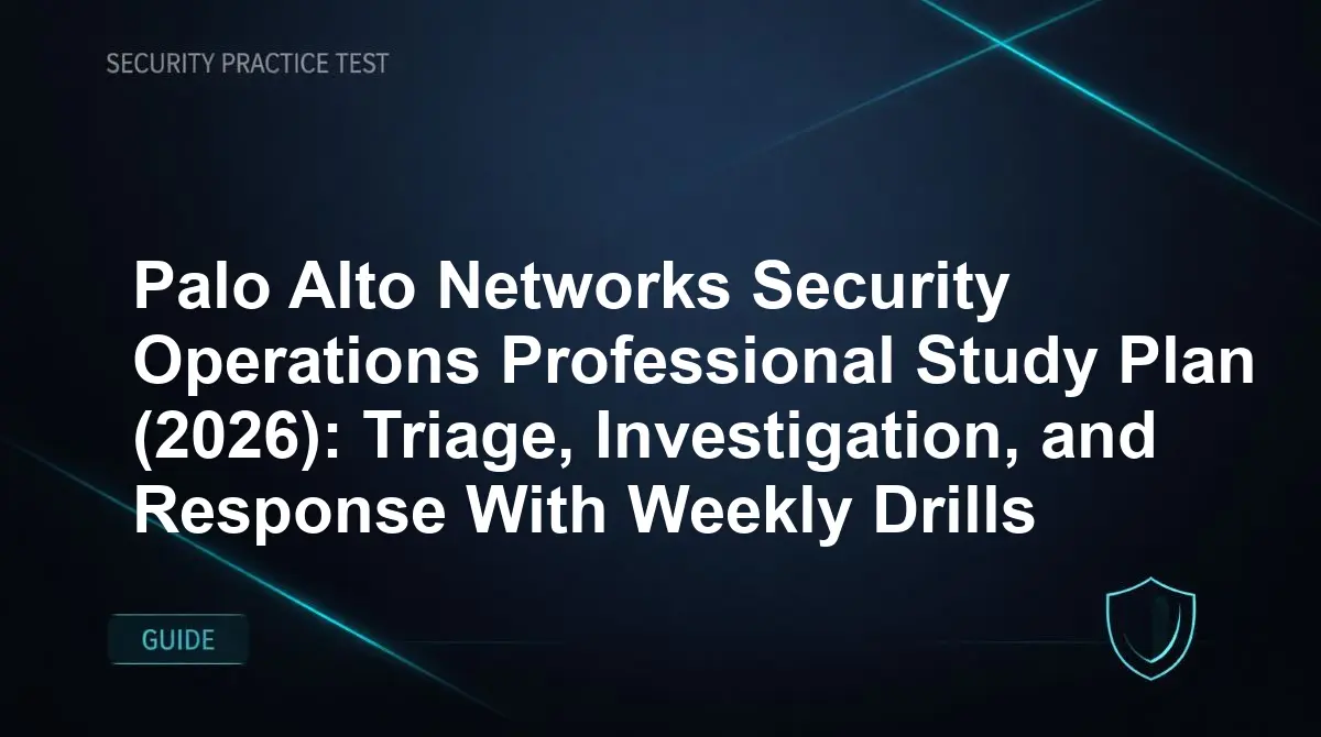 Palo Alto Networks Security Operations Professional Study Plan (2026): Triage, Investigation, and Response With Weekly Drills