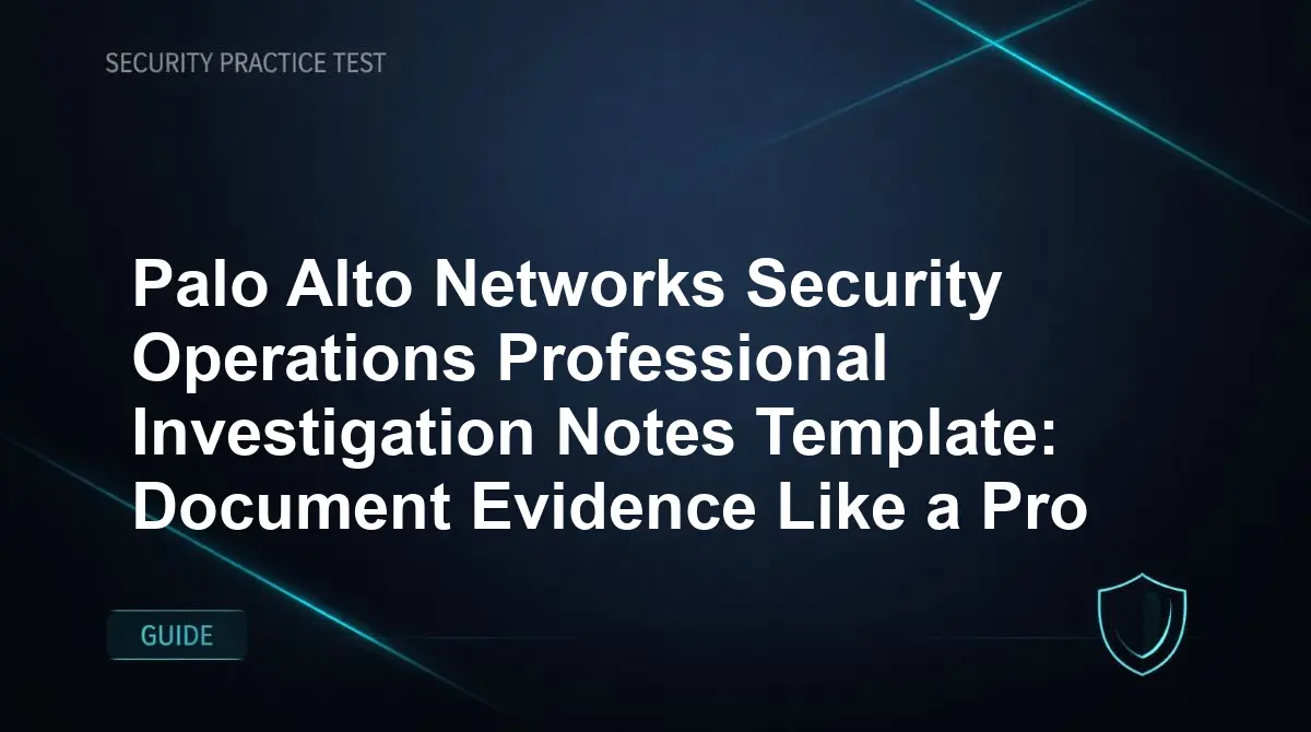 Palo Alto Networks Security Operations Professional Investigation Notes Template: Document Evidence Like a Pro