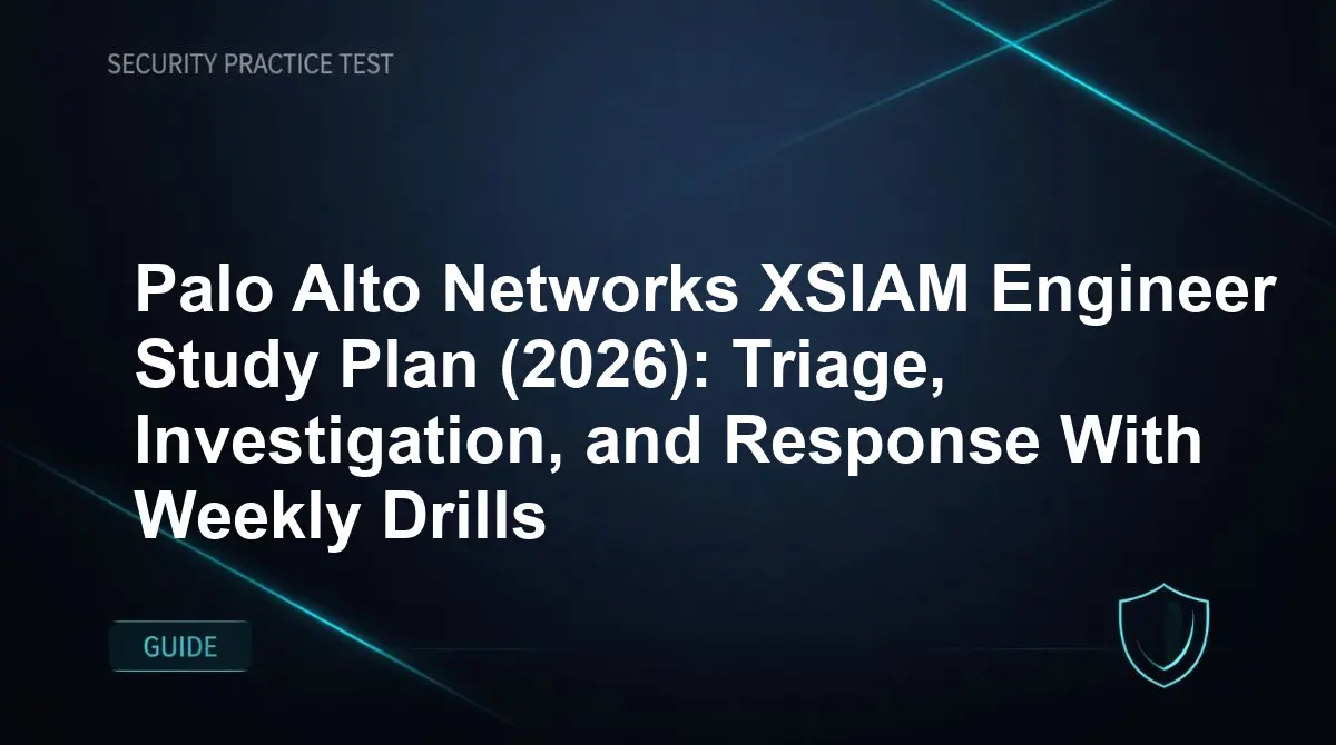 Palo Alto Networks XSIAM Engineer Study Plan (2026): Triage, Investigation, and Response With Weekly Drills