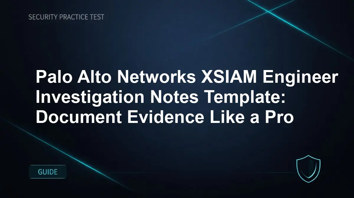 Palo Alto Networks XSIAM Engineer Investigation Notes Template: Document Evidence Like a Pro
