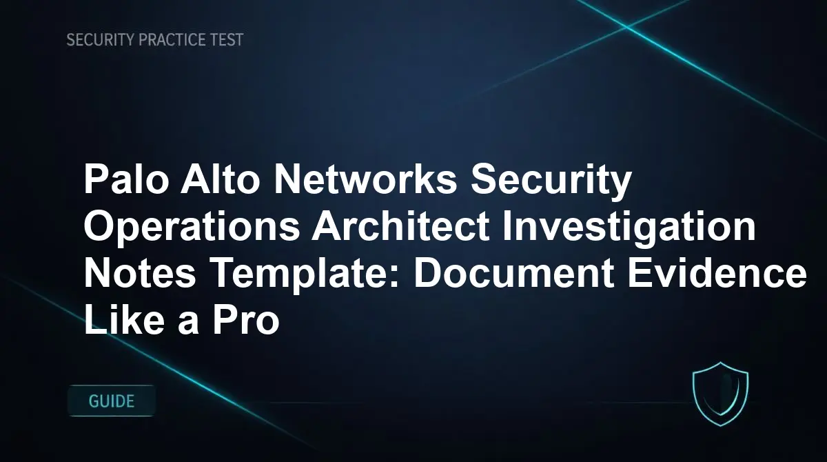 Palo Alto Networks Security Operations Architect Investigation Notes Template: Document Evidence Like a Pro