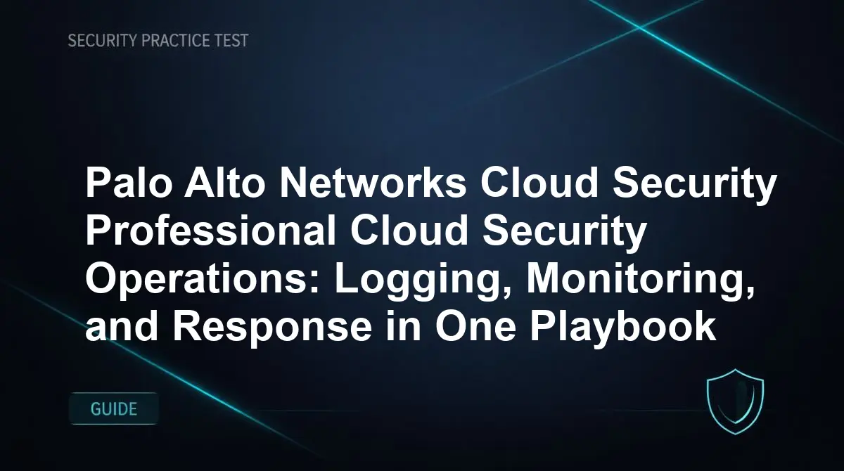 Palo Alto Networks Cloud Security Professional Cloud Security Operations: Logging, Monitoring, and Response in One Playbook