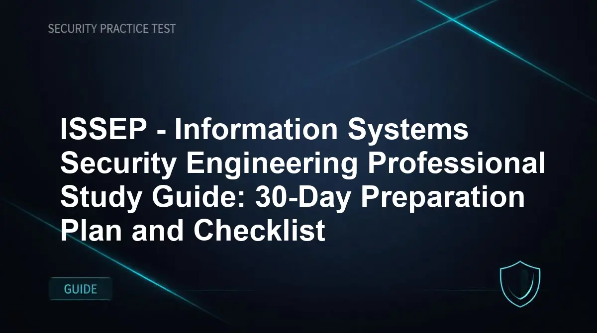ISSEP - Information Systems Security Engineering Professional Study Guide: 30-Day Preparation Plan and Checklist