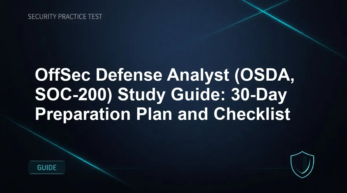 OffSec Defense Analyst (OSDA, SOC-200) Study Guide: 30-Day Preparation Plan and Checklist