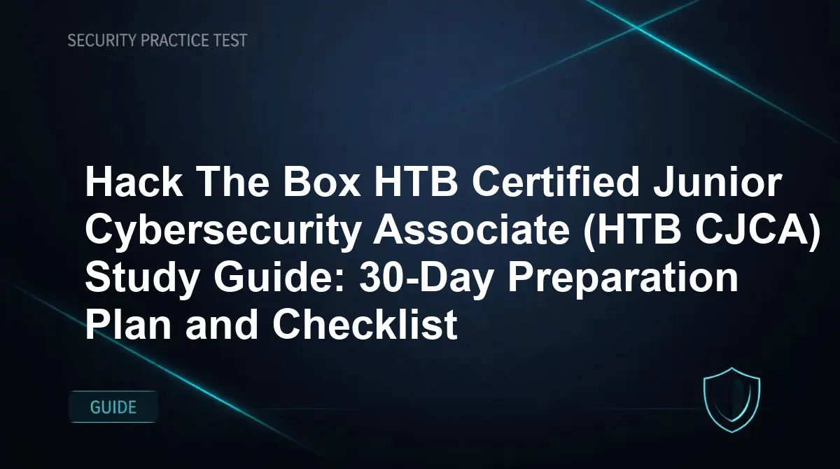 Hack The Box HTB Certified Junior Cybersecurity Associate (HTB CJCA) Study Guide: 30-Day Preparation Plan and Checklist