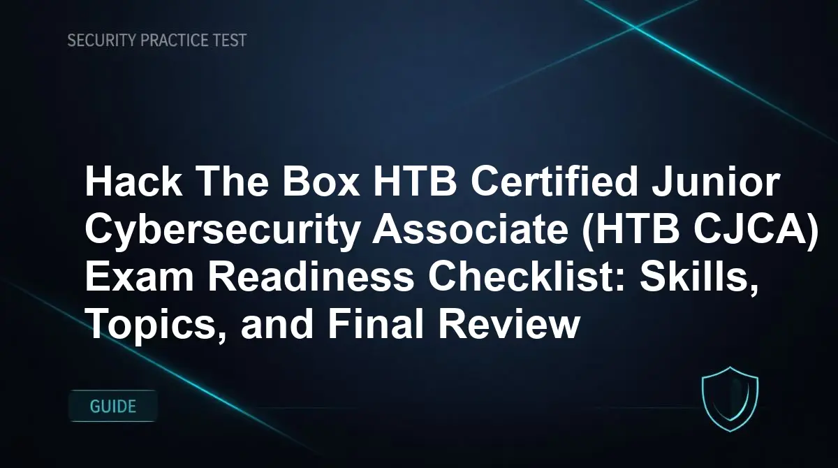 Hack The Box HTB Certified Junior Cybersecurity Associate (HTB CJCA) Exam Readiness Checklist: Skills, Topics, and Final Review