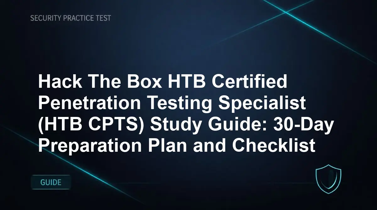 Hack The Box HTB Certified Penetration Testing Specialist (HTB CPTS) Study Guide: 30-Day Preparation Plan and Checklist