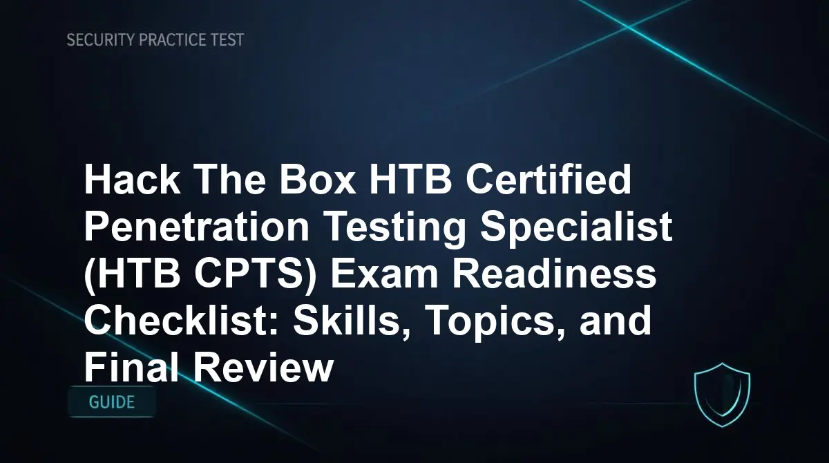 Hack The Box HTB Certified Penetration Testing Specialist (HTB CPTS) Exam Readiness Checklist: Skills, Topics, and Final Review