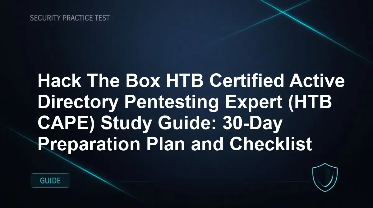 Hack The Box HTB Certified Active Directory Pentesting Expert (HTB CAPE) Study Guide: 30-Day Preparation Plan and Checklist