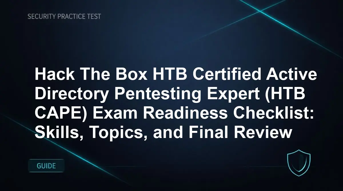 Hack The Box HTB Certified Active Directory Pentesting Expert (HTB CAPE) Exam Readiness Checklist: Skills, Topics, and Final Review