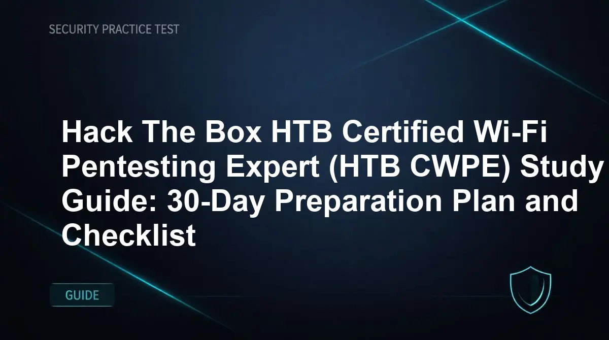 Hack The Box HTB Certified Wi-Fi Pentesting Expert (HTB CWPE) Study Guide: 30-Day Preparation Plan and Checklist