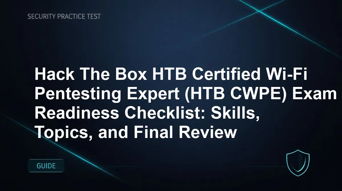Hack The Box HTB Certified Wi-Fi Pentesting Expert (HTB CWPE) Exam Readiness Checklist: Skills, Topics, and Final Review