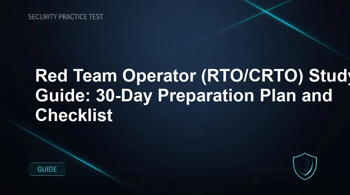 Red Team Operator (RTO/CRTO) Study Guide: 30-Day Preparation Plan and Checklist