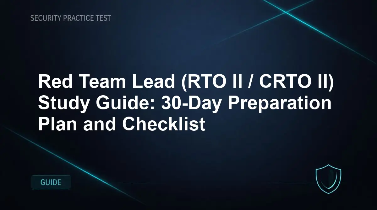 Red Team Lead (RTO II / CRTO II) Study Guide: 30-Day Preparation Plan and Checklist